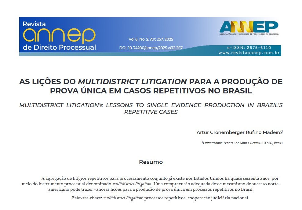 Capa do artigo na Revista ANNEP de Direito Processual